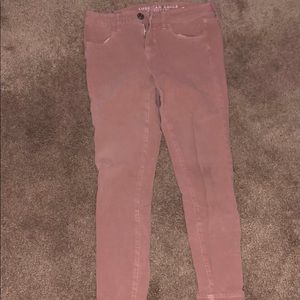 Salmon colored skinny jeans